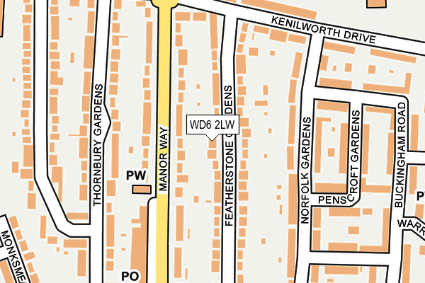 WD6 2LW map - OS OpenMap – Local (Ordnance Survey)
