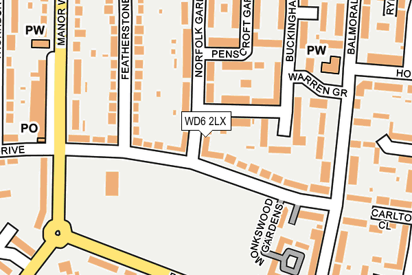WD6 2LX map - OS OpenMap – Local (Ordnance Survey)
