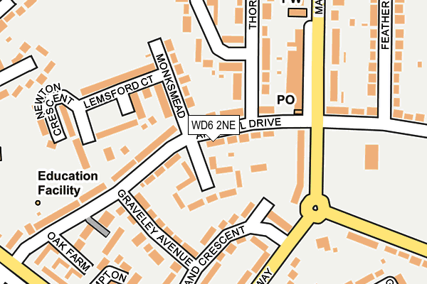 WD6 2NE map - OS OpenMap – Local (Ordnance Survey)