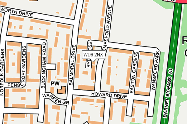 WD6 2NX map - OS OpenMap – Local (Ordnance Survey)
