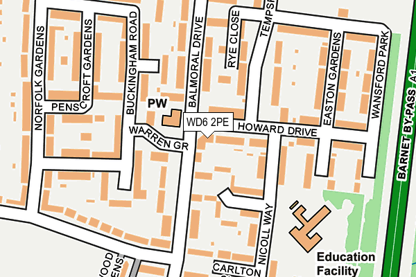 WD6 2PE map - OS OpenMap – Local (Ordnance Survey)