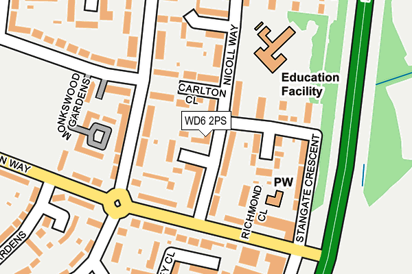WD6 2PS map - OS OpenMap – Local (Ordnance Survey)
