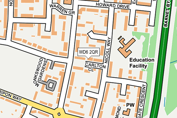 WD6 2QR map - OS OpenMap – Local (Ordnance Survey)