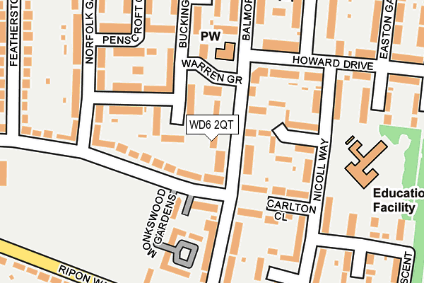 WD6 2QT map - OS OpenMap – Local (Ordnance Survey)