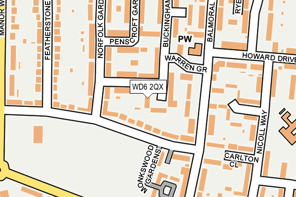 WD6 2QX map - OS OpenMap – Local (Ordnance Survey)