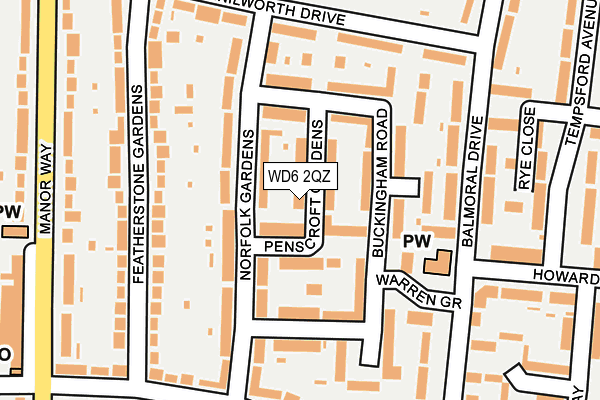 WD6 2QZ map - OS OpenMap – Local (Ordnance Survey)