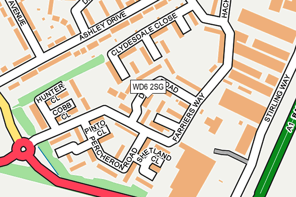 WD6 2SG map - OS OpenMap – Local (Ordnance Survey)