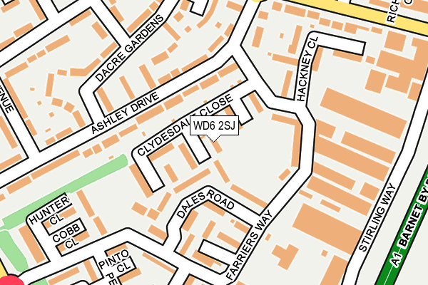 WD6 2SJ map - OS OpenMap – Local (Ordnance Survey)