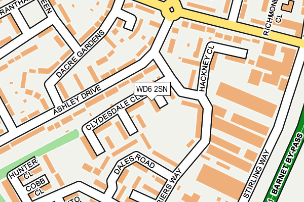 WD6 2SN map - OS OpenMap – Local (Ordnance Survey)