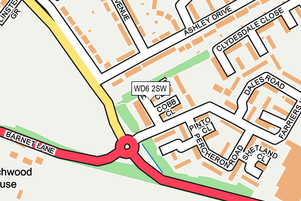 WD6 2SW map - OS OpenMap – Local (Ordnance Survey)