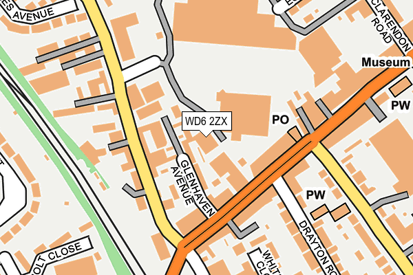 WD6 2ZX map - OS OpenMap – Local (Ordnance Survey)