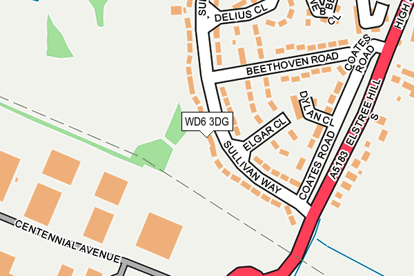 WD6 3DG map - OS OpenMap – Local (Ordnance Survey)