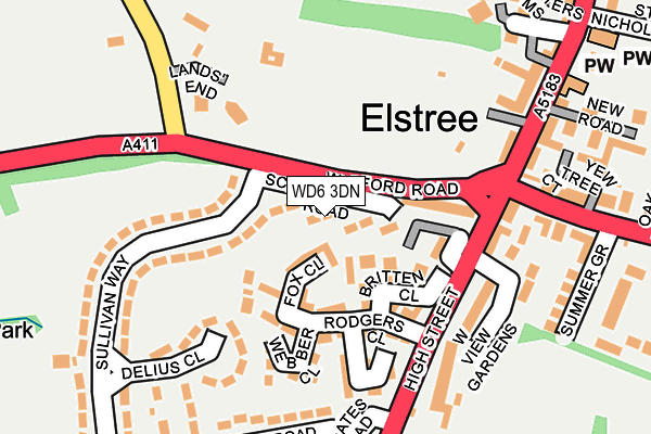 WD6 3DN map - OS OpenMap – Local (Ordnance Survey)