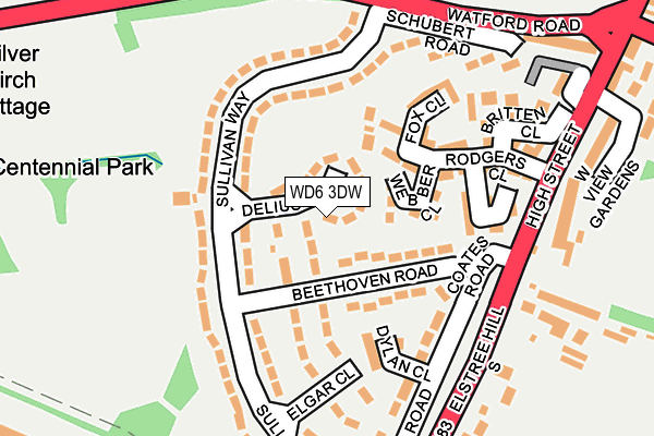 WD6 3DW map - OS OpenMap – Local (Ordnance Survey)