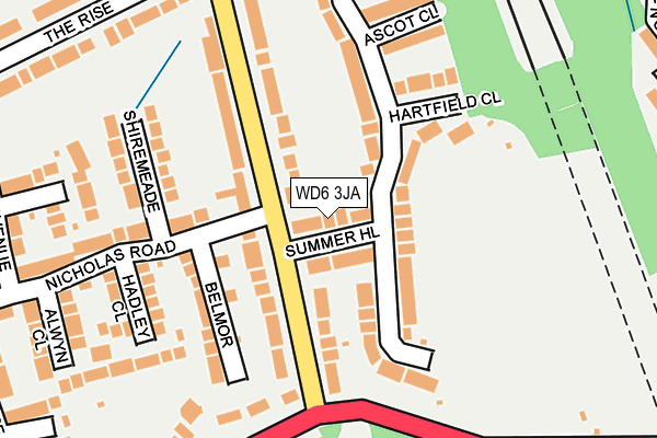 WD6 3JA map - OS OpenMap – Local (Ordnance Survey)
