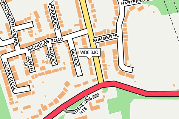 WD6 3JQ map - OS OpenMap – Local (Ordnance Survey)