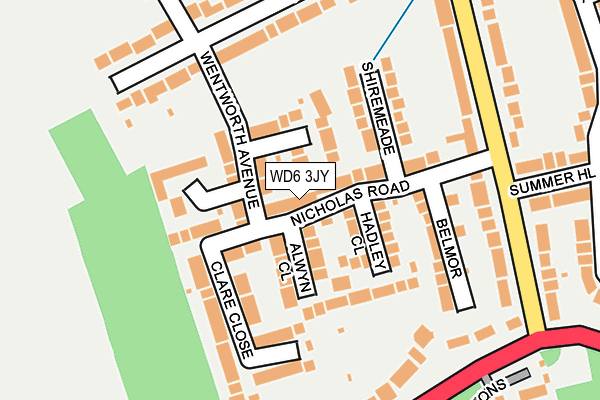 WD6 3JY map - OS OpenMap – Local (Ordnance Survey)