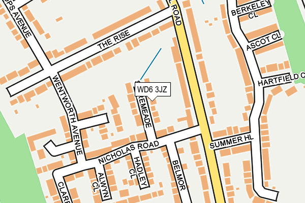 WD6 3JZ map - OS OpenMap – Local (Ordnance Survey)