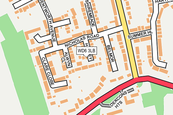 WD6 3LB map - OS OpenMap – Local (Ordnance Survey)