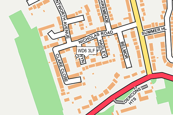 WD6 3LF map - OS OpenMap – Local (Ordnance Survey)