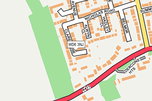 WD6 3NJ map - OS OpenMap – Local (Ordnance Survey)