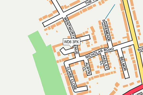 WD6 3PX map - OS OpenMap – Local (Ordnance Survey)