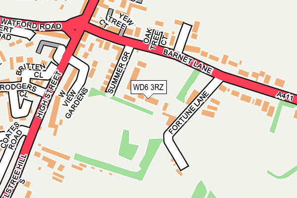 WD6 3RZ map - OS OpenMap – Local (Ordnance Survey)