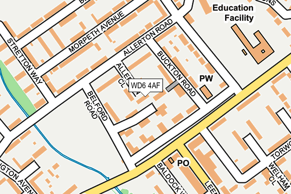 WD6 4AF map - OS OpenMap – Local (Ordnance Survey)