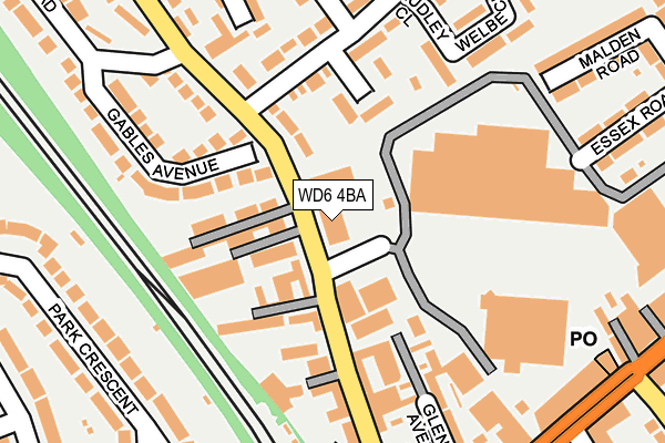 WD6 4BA map - OS OpenMap – Local (Ordnance Survey)