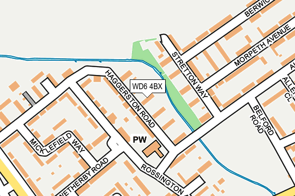 WD6 4BX map - OS OpenMap – Local (Ordnance Survey)