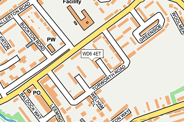 WD6 4ET map - OS OpenMap – Local (Ordnance Survey)