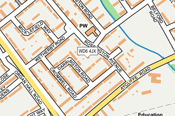 WD6 4JX map - OS OpenMap – Local (Ordnance Survey)