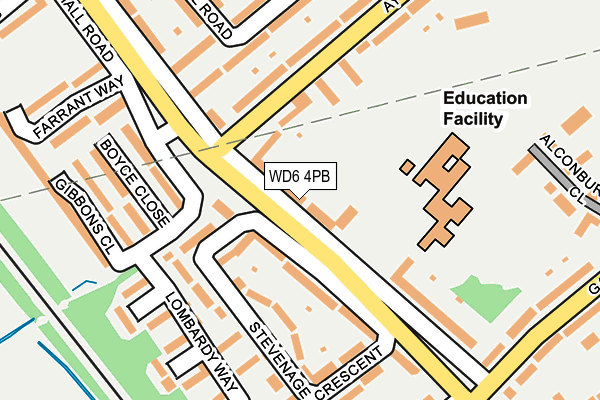 WD6 4PB map - OS OpenMap – Local (Ordnance Survey)
