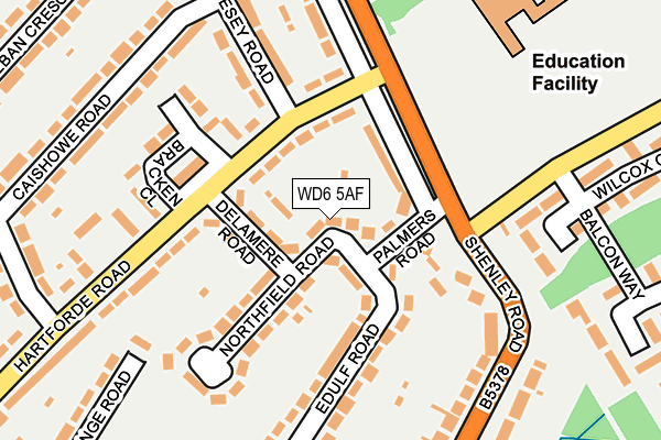 WD6 5AF map - OS OpenMap – Local (Ordnance Survey)