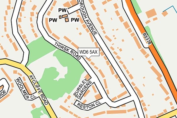 WD6 5AX map - OS OpenMap – Local (Ordnance Survey)