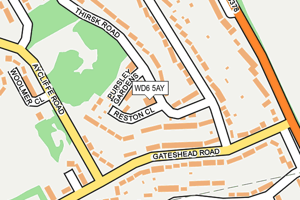 WD6 5AY map - OS OpenMap – Local (Ordnance Survey)