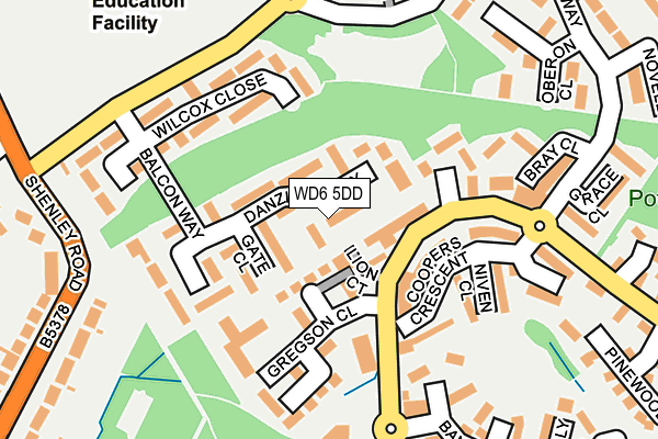 WD6 5DD map - OS OpenMap – Local (Ordnance Survey)
