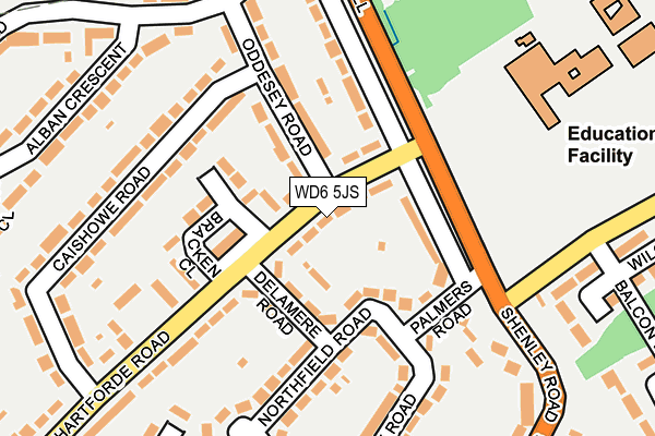 WD6 5JS map - OS OpenMap – Local (Ordnance Survey)