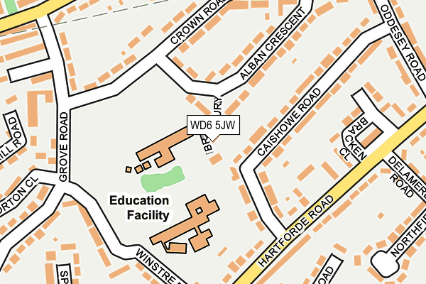 WD6 5JW map - OS OpenMap – Local (Ordnance Survey)