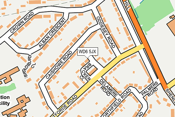 WD6 5JX map - OS OpenMap – Local (Ordnance Survey)