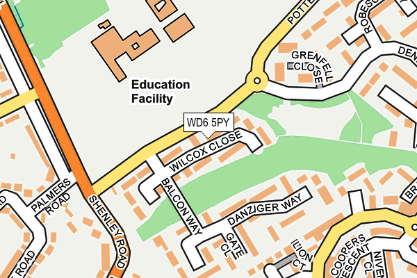 WD6 5PY map - OS OpenMap – Local (Ordnance Survey)