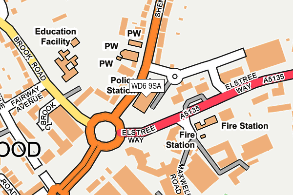 WD6 9SA map - OS OpenMap – Local (Ordnance Survey)
