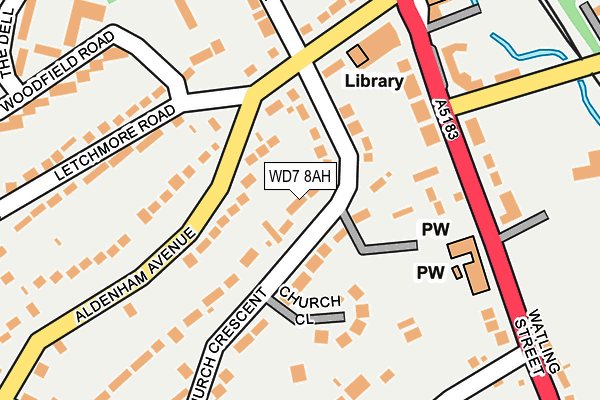 WD7 8AH map - OS OpenMap – Local (Ordnance Survey)