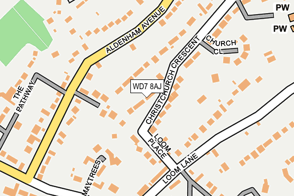 WD7 8AJ map - OS OpenMap – Local (Ordnance Survey)