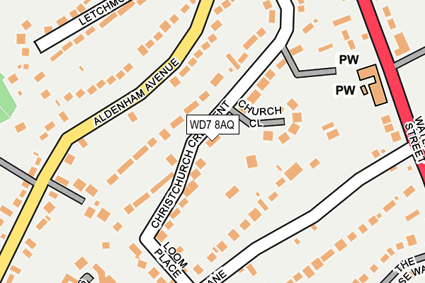 WD7 8AQ map - OS OpenMap – Local (Ordnance Survey)