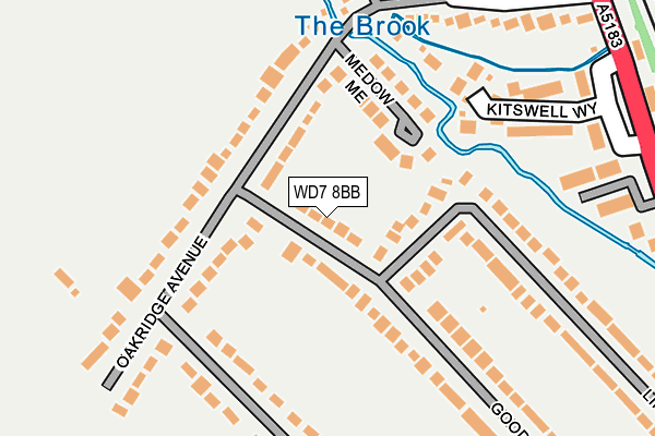 WD7 8BB map - OS OpenMap – Local (Ordnance Survey)