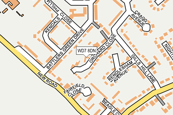 WD7 8DN map - OS OpenMap – Local (Ordnance Survey)