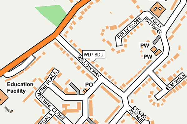 WD7 8DU map - OS OpenMap – Local (Ordnance Survey)