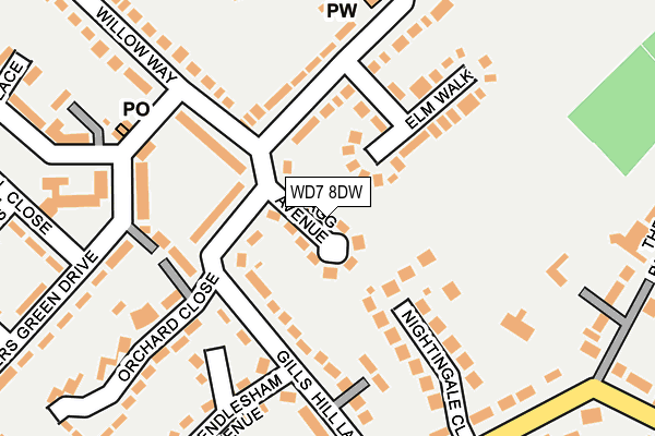 WD7 8DW map - OS OpenMap – Local (Ordnance Survey)