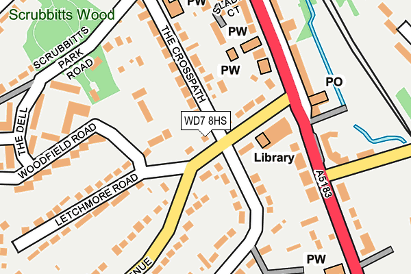 WD7 8HS map - OS OpenMap – Local (Ordnance Survey)